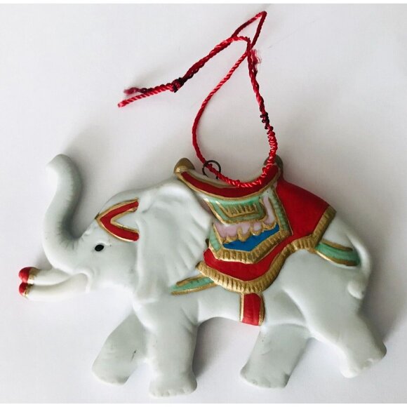 1986 Schmid Shackman Elephant Ornament Carousel Collection Vintage Ceramic - Picture 2 of 5